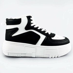 Bielo-čierne dámske členkové tenisky sneakers (MS-52) biały L (40)