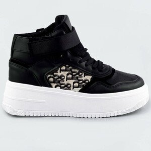 Vysoké čierne tenisky sneakers s vysokou podrážkou (AD-429) černá L (40)