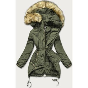 Dámska zimná prešívaná bunda v khaki farbe s kapucňou (X7210WX) khaki XXL (44)