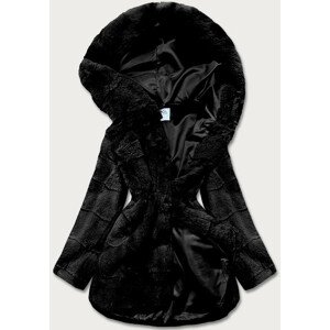 Čierna dámska kožušinová bunda (CX009-1) černá L (40)