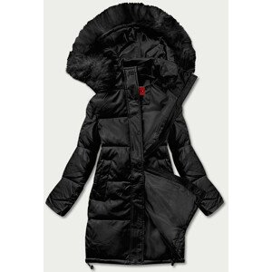 Čierna dámska zimná bunda z ekologickej kože (TY038-1) čierna S (36)