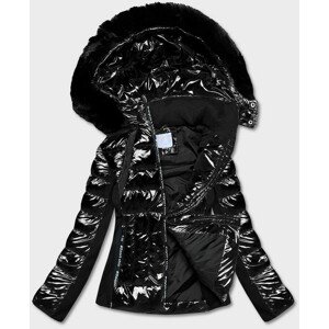 Krátka čierna lesklá bunda na prechodné obdobie (DK100-1) černá L (40)