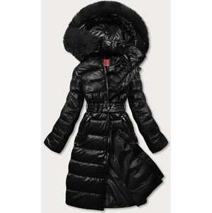 Dlhá čierna dámska zimná bunda (TY040-1) černá S (36)