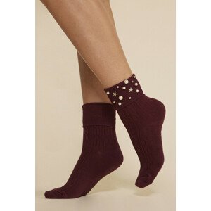 Dámske bavlnené ponožky SW002 kaštanové 39-41
