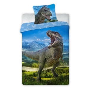 Detské obliečky s dinosaurom T-Rex modré modrá 140x200