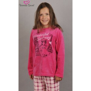 Detské pyžamo dlhé Dievča na cestách tmavě růžová 7 - 8