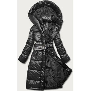 Čierna vypasovaná zimná bunda s opaskom (L22-9869-1) černá S (36)