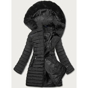Čierna prešívaná bunda s kapucňou (L22-9865-1) černá 50