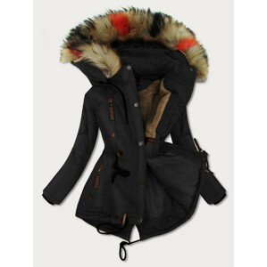Čierna dámska zimná bunda s kapucňou (208-1) čierna L (40)