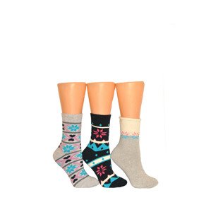 Dámske zimné netlačiace ponožky Milena 0118 Prúžky, Froté 37-41