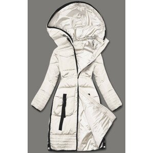 Vypasovaná dámska zimná bunda v ecru farbe (H-1071-11) ecru XXL (44)