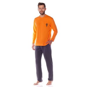 Pánske pyžamo Kamil oranžové s kaktusom oranžová XXL