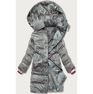 Šedá dámska zimná bunda s farebnými vsadkami (CAN-594) šedá L (40)