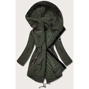 Jednoduchá dámska bunda vo farbe khaki so šikmými vreckami (HS-1832) khaki XXL (44)