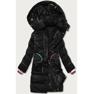 Čierna dámska zimná bunda s farebnými vsadkami (CAN-594) černá S (36)