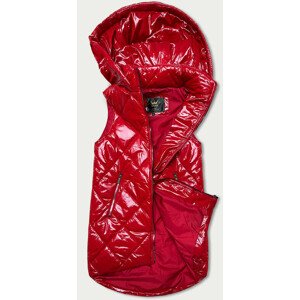 Lesklá červená vesta s kapucňou (7005BIG) Červená 52