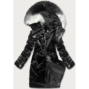 Čierna dámska zimná bunda s kapucňou (H-1105/01) černá S (36)