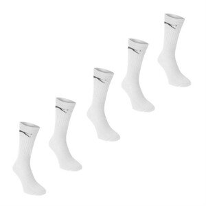 Unisex ponožky Slazenger P47730 balenie 5ks - biele s čiernym logom 39