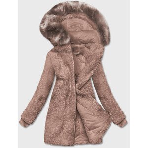 Béžová dámska bunda "baránok" s kapucňou (H-1030-22) Béžová S (36)