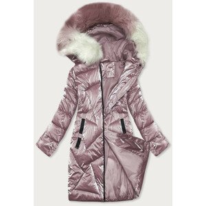 Ružová dámska zimná bunda s kapucňou (H-1105/52) Růžová S (36)