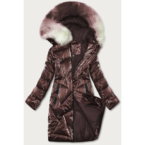 Hnedá dámska zimná bunda s kapucňou (H-1105/96) Hnědá XL (42)