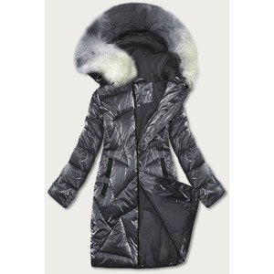 Šedá dámska zimná bunda s kapucňou (H-1105/62) šedá S (36)