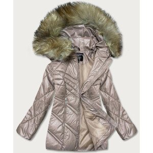 Dámska bunda vo ťave farbe s kapucňou pre prechodné obdobie (H-97) Béžová XXL (44)
