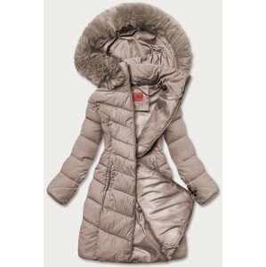 Tmavo béžová zimná bunda s kapucňou (TY045-9) Béžová S (36)