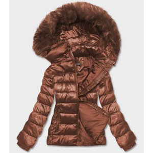 Krátka hnedá dámska zimná bunda (YP-20129-106) Hnědá XL (42)
