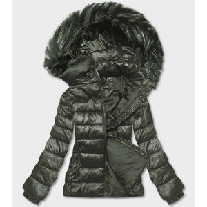 Krátka dámska zimná bunda v khaki farbe (YP-20129-6) khaki XXL (44)