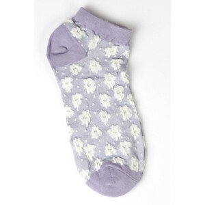 Dámske azúrové ponožky - Kvetinky lila UNI