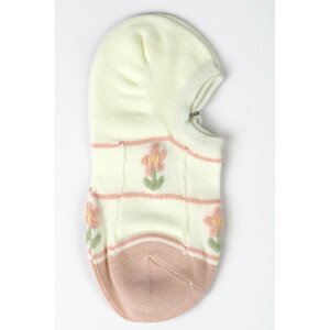 Dámske ponožky - prúžky a kvetinky bianco UNI