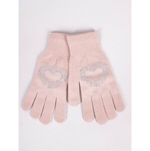 Dámske rukavice s kamienkami ružové RED-0016K - Yoclub 21cm růžová