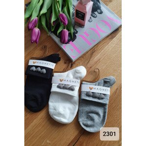 Dámske ponožky - tri srdcia s pepitovým vzorom 2301 nero UNI