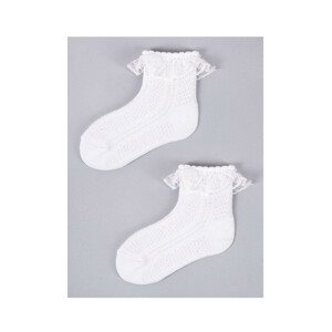 Dievčenské ponožky YO! SKL-0009G azúrové 0-9 mesiacov bílá 0-3 měsíce