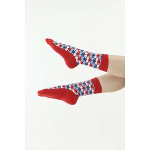 Veselé ponožky 76 červené puzzle červená 43/45