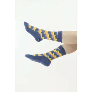 Veselé ponožky 76 modré puzzle modrá 39/42