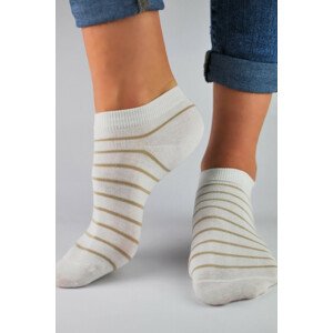 Bielo-béžové bavlnené dámske ponožky ST012 Béžová 36-41