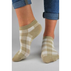 Bielo-béžové bavlnené dámske ponožky ST012 Béžová 36-41