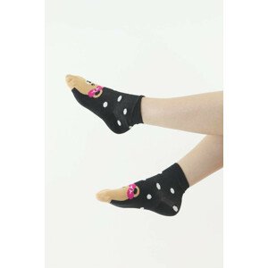 Zábavné ponožky Bear čierne s bielymi bodkami černá 35/38