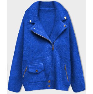 Krátka vlnená bunda typu "alpaka" v nevädzovej farbe (553) Modrá ONE SIZE