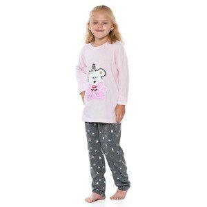Dievčenské pyžamo Winter ružové s medvedíkom růžová 140