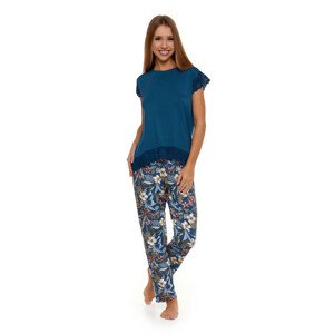 Dámske viskózové pyžamo Kessi modré s kvetinami modrá XL