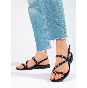 Dizajnové dámske čierne sandále bez podpätku 40