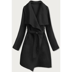Čierny dámsky minimalistický kabát (747ART) černá ONE SIZE