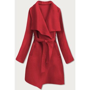 Červený dámsky minimalistický kabát (747ART) Červená ONE SIZE