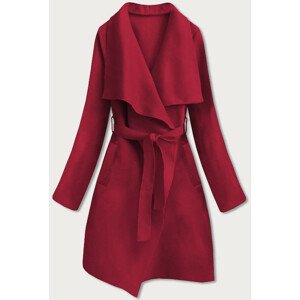 Tmavočervený dámsky minimalistický kabát (747ART) Červená ONE SIZE