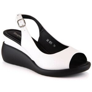 Sergio Leone W SK853 biele sandále na podpätku 38