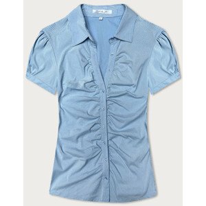 Bluzka z krótkim rękawem niebieska w paski (SST16222D) Modrá S (36)
