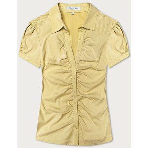 Bluzka z krótkim rękawem żółta  w paski (SST16222D) Žlutá XL (42)